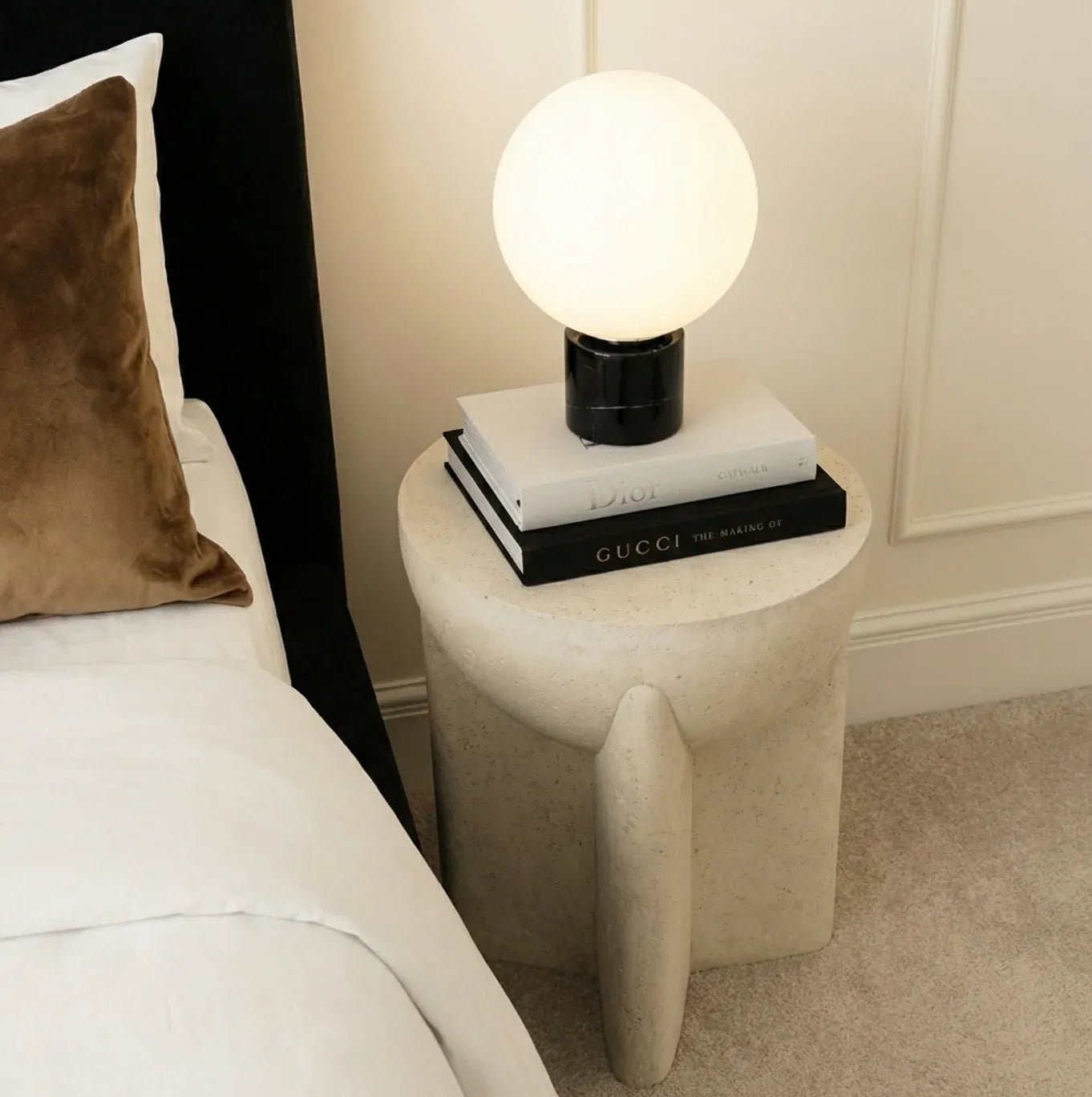 Zelda Sculptural Stone Side Table – Sand Textured Accent | Luxury home decor and furniture by Home Decor & Co