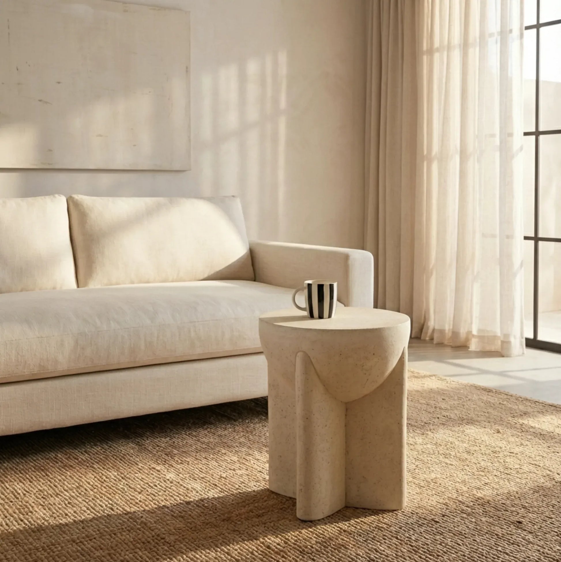Zelda Sculptural Stone Side Table – Sand Textured Accent | Luxury home decor and furniture by Home Decor & Co