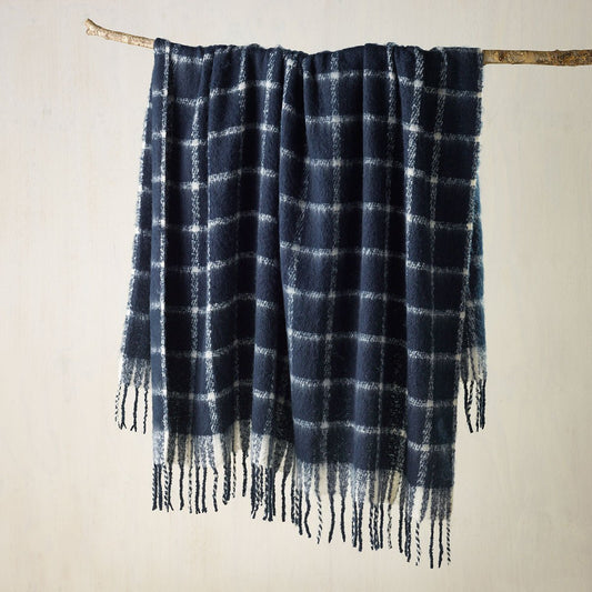 Bianca Maldon Faux Mohair Large Throw Rug 150 x 220 cm Indigo | Luxury home decor and furniture by Home Decor & Co