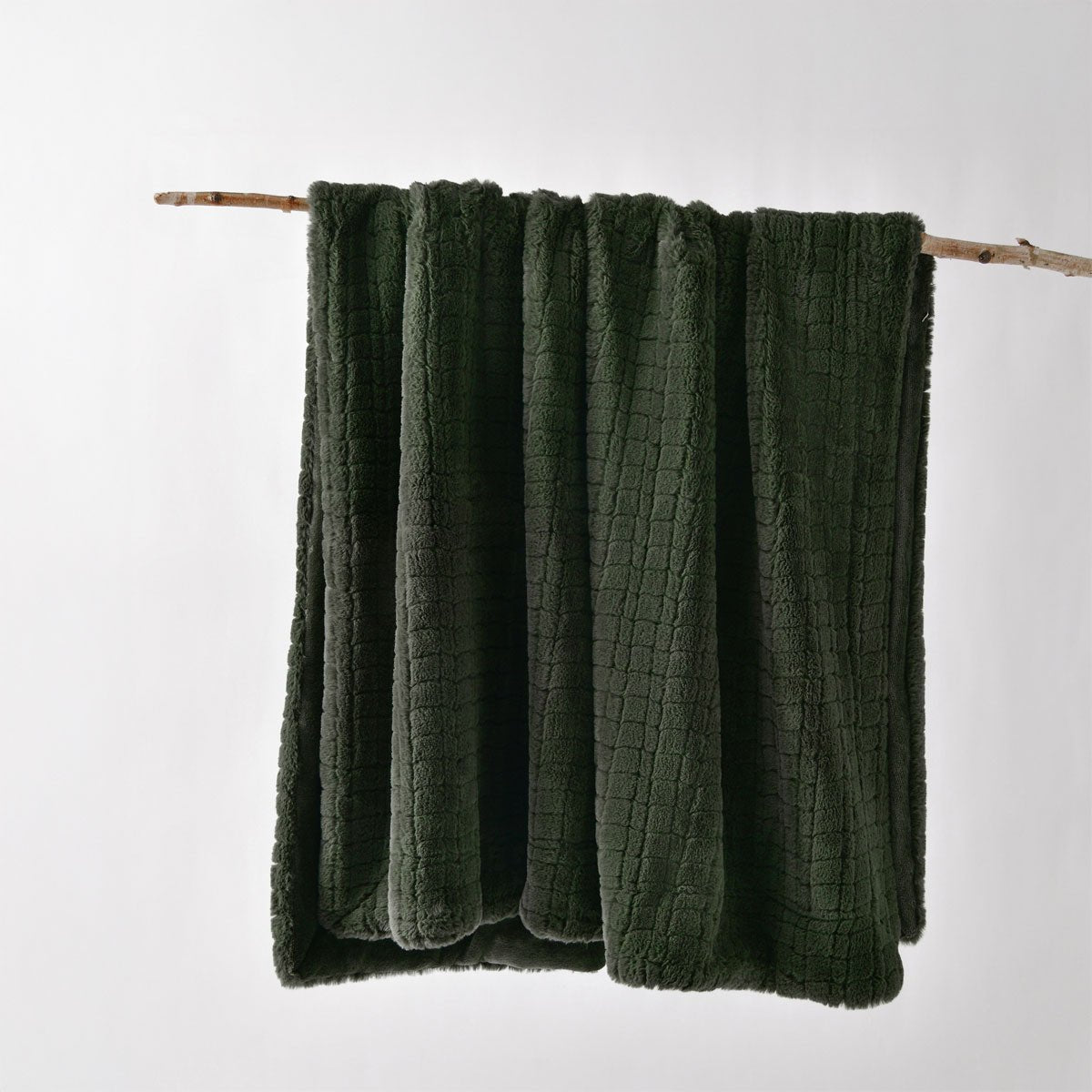 Bianca Tambar Forest Green Faux Fur Throw Rug 130 x 170 cm | Luxury home decor and furniture by Home Decor & Co