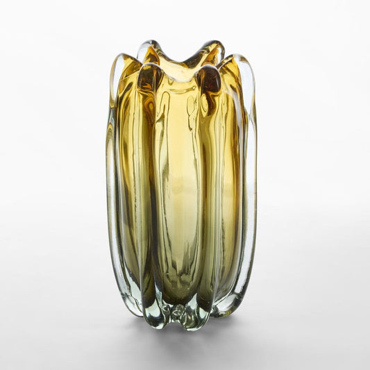 Solenne Handblown Glass Vase Amber & Green Ombre Large | Luxury home decor and furniture by Home Decor & Co