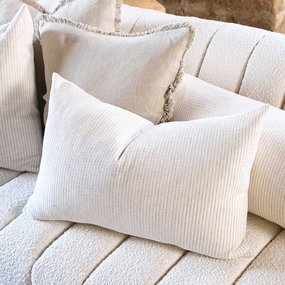 Marina Cushion - Off White w' Natural Stripe | Luxury home decor and furniture by Home Decor & Co