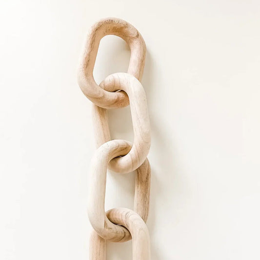Handmade Wooden Chain Link Decor – Modern Boho Sculpture for Coffee Table & Shelf Styling